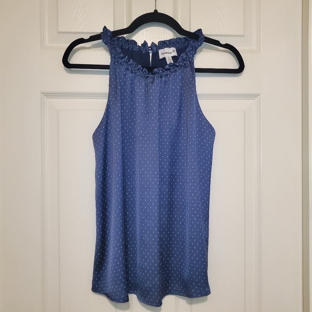 Veronica M Women Blue Sleeveless Top Size XS Elastic Neck